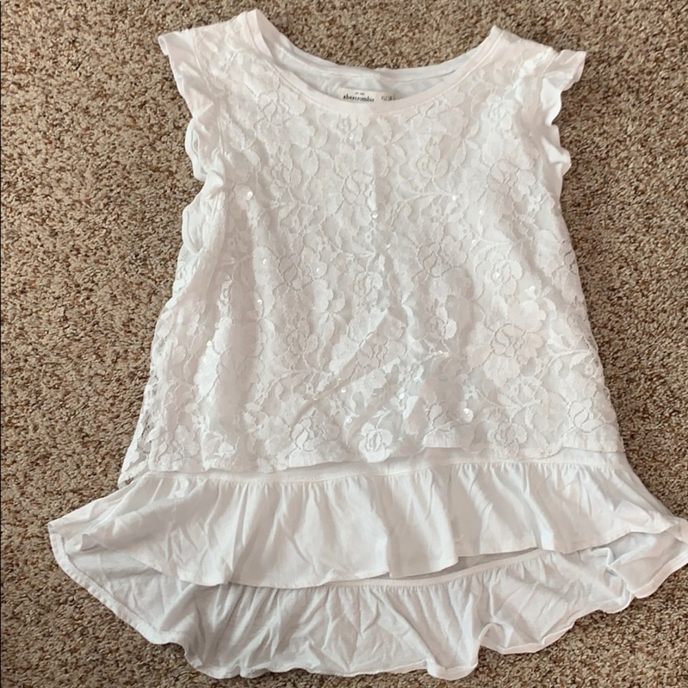 Abercrombie kids white lace and sequins shirt